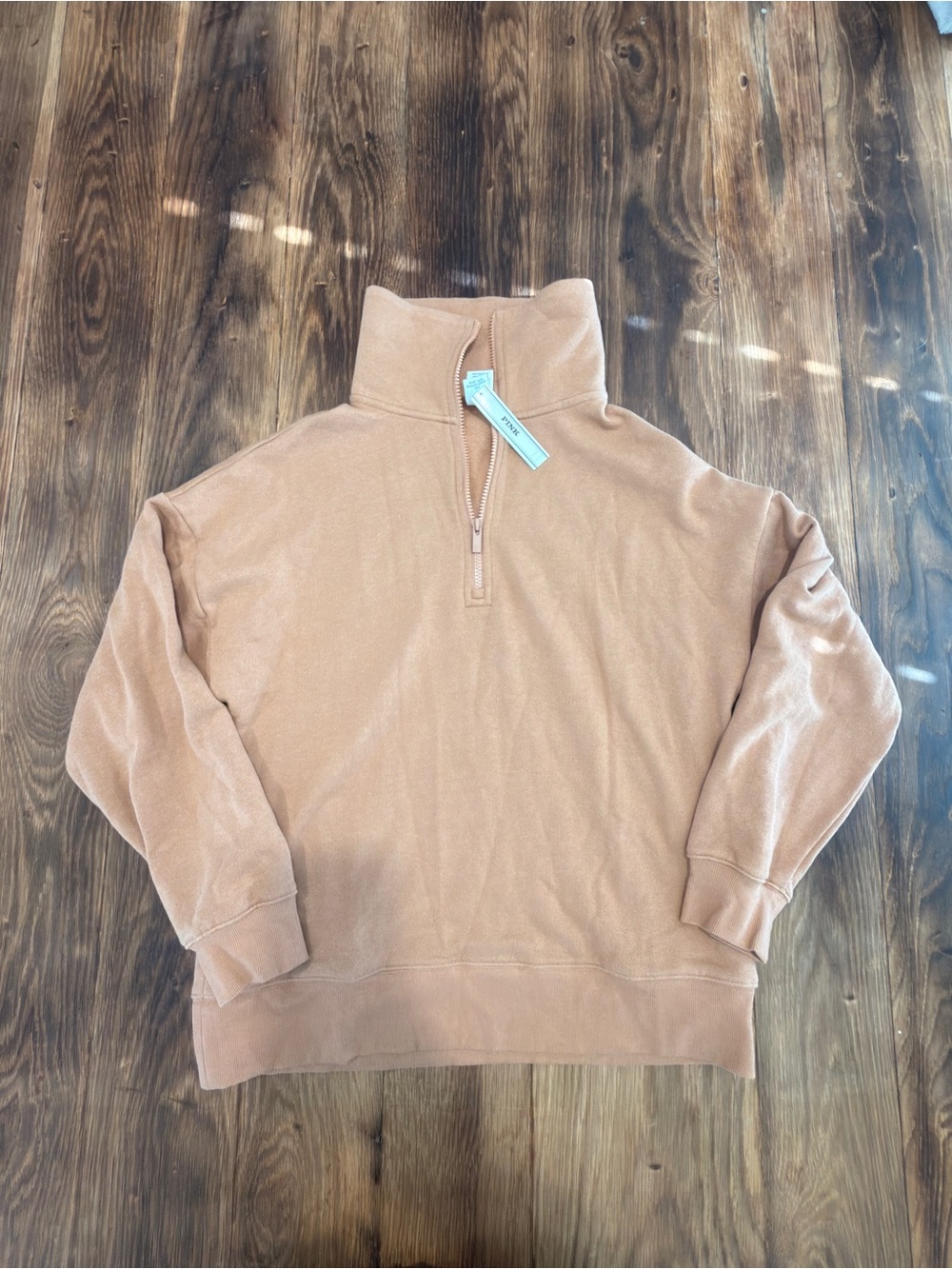 PINK Victoria's Secret Half-Zip Turtleneck Pullover in Light Brown